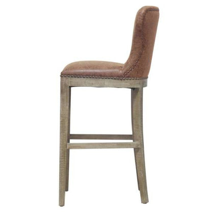 Modern Metal PU Leather Bar Stool – Dorsey Nubuck Chocolate