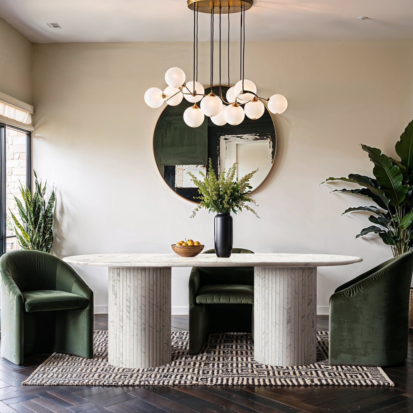 Messina Marble Dining Table in White