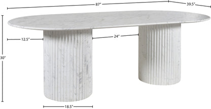 Messina Marble Dining Table in White