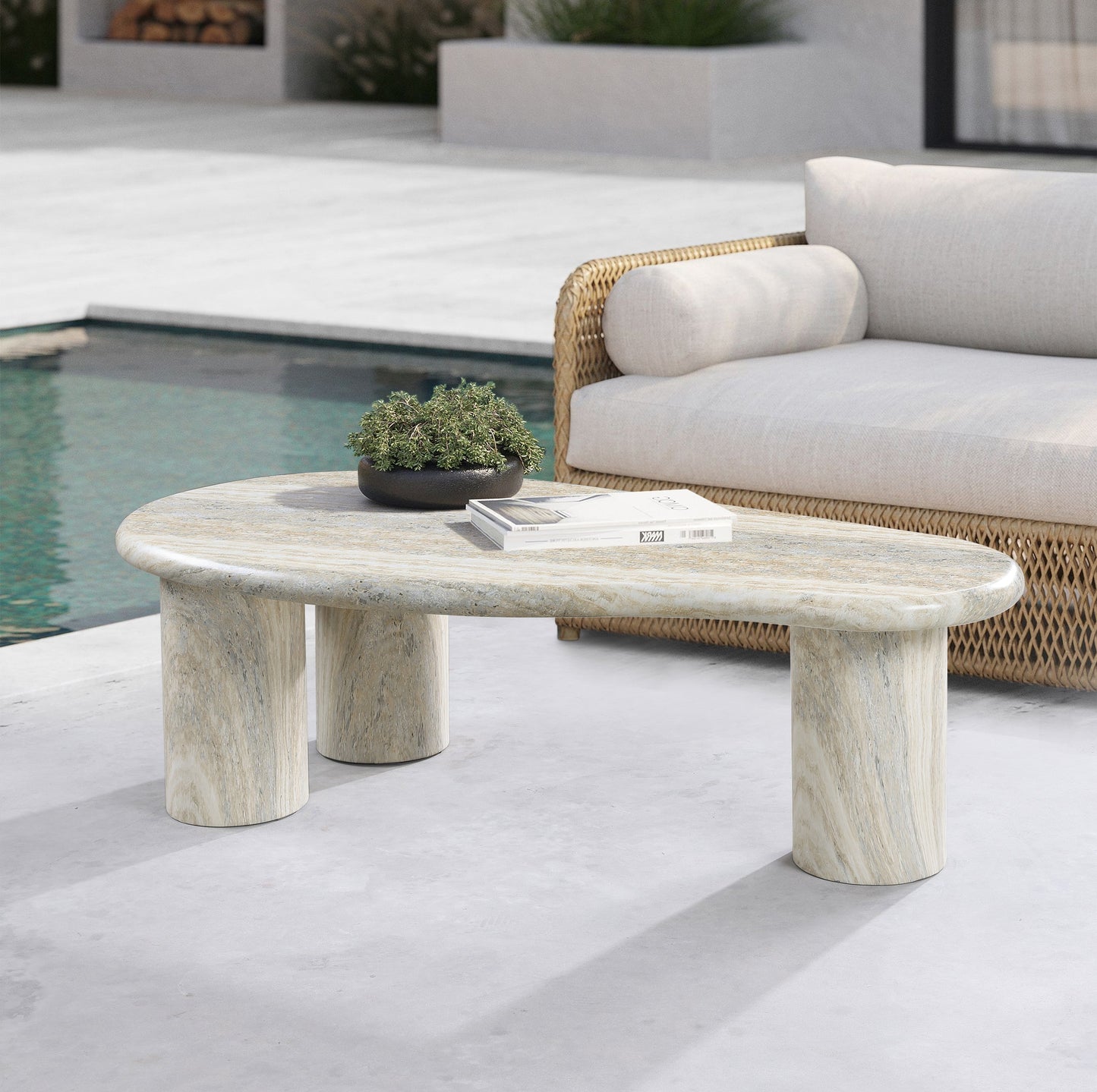 Sassari Travertine Finish Coffee Table
