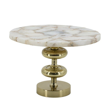 Agate Cake Stand with Gold Metal Base – Elegant 3-Tier