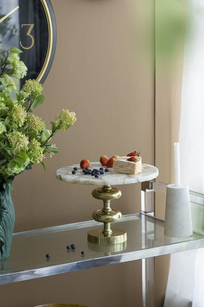 Agate Cake Stand with Gold Metal Base – Elegant 3-Tier