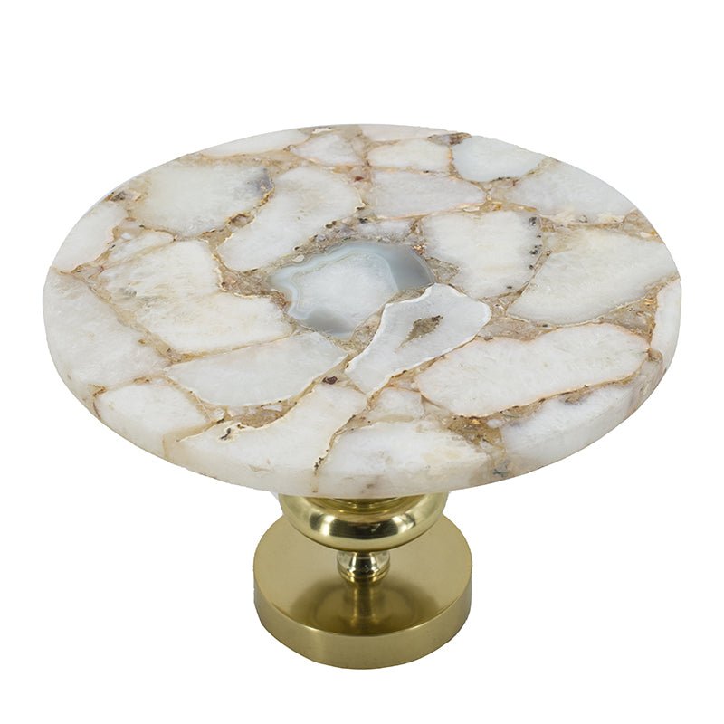 Agate Cake Stand with Gold Metal Base – Elegant 3-Tier