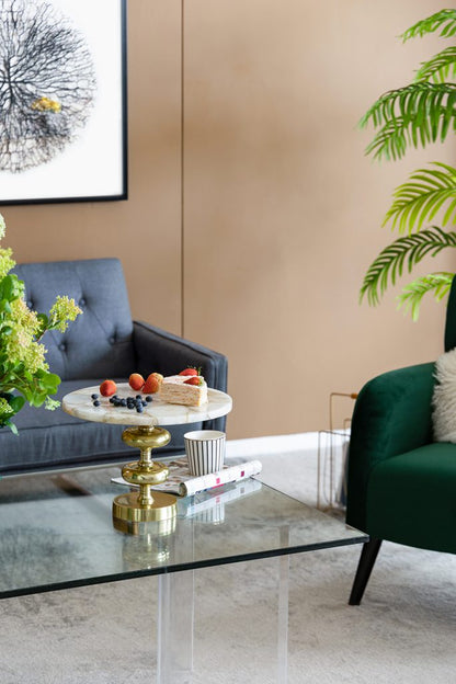 Agate Cake Stand with Gold Metal Base – Elegant 3-Tier