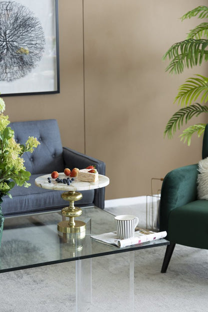 Agate Cake Stand with Gold Metal Base – Elegant 3-Tier