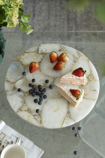 Agate Cake Stand with Gold Metal Base – Elegant 3-Tier