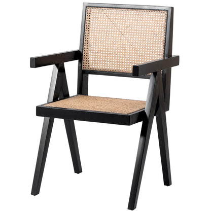 Bordeaux Set of 2 Rattan Dining Chairs in Black Mahogany