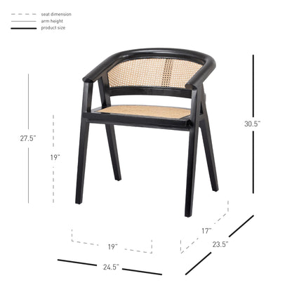 Seine Mahogany Rattan Dining Chair in Black Natural