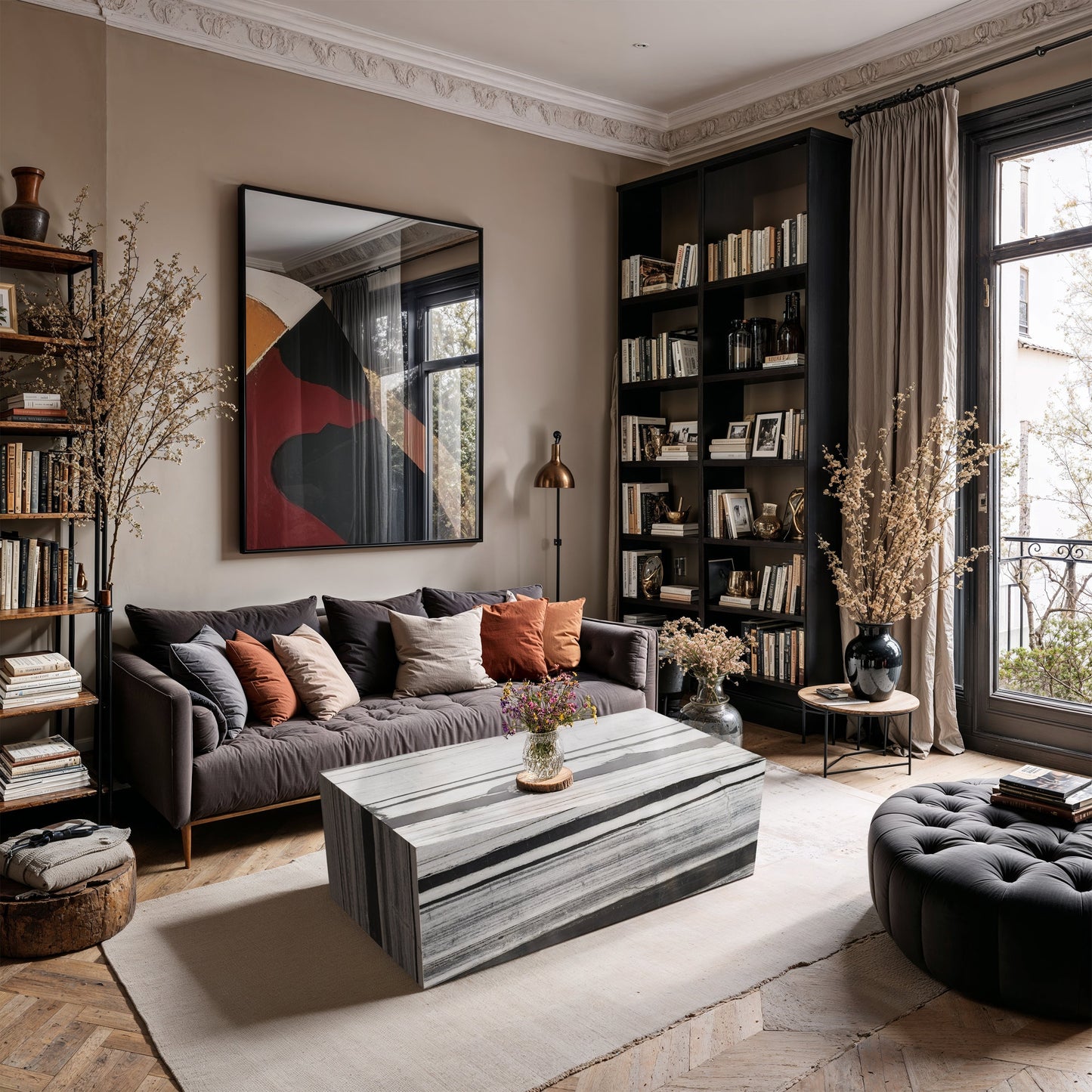 Panda Marble Plinth Coffee Table