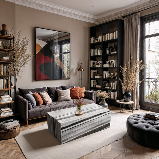 Panda Marble Plinth Coffee Table