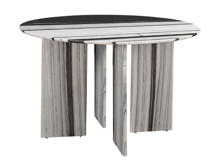 Celia Round Dining Table in White Panda Marble
