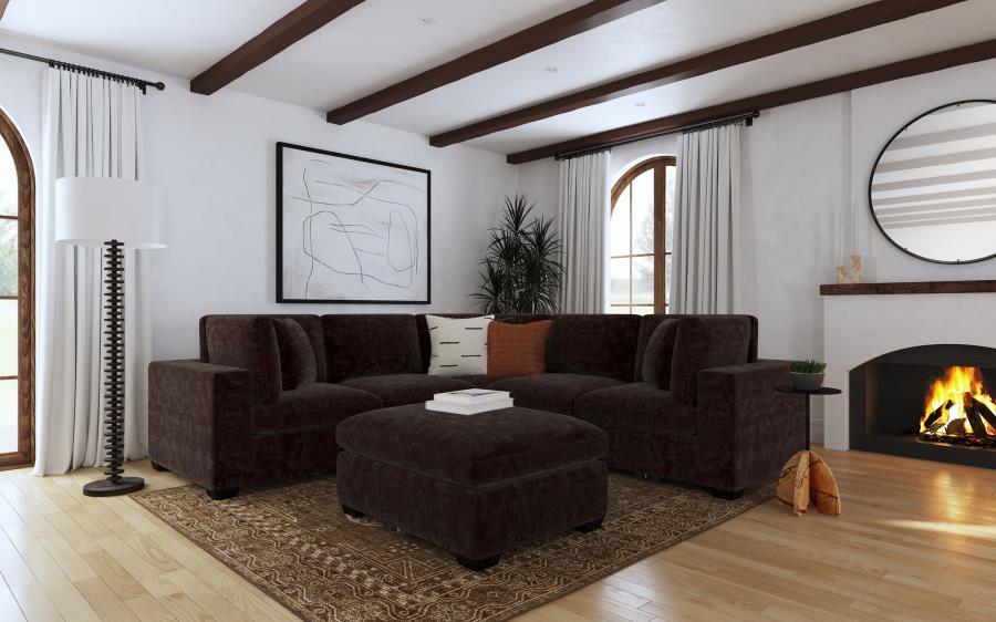 Lakeview 6pc Modular Sectional Sofa – Chocolate Velvet