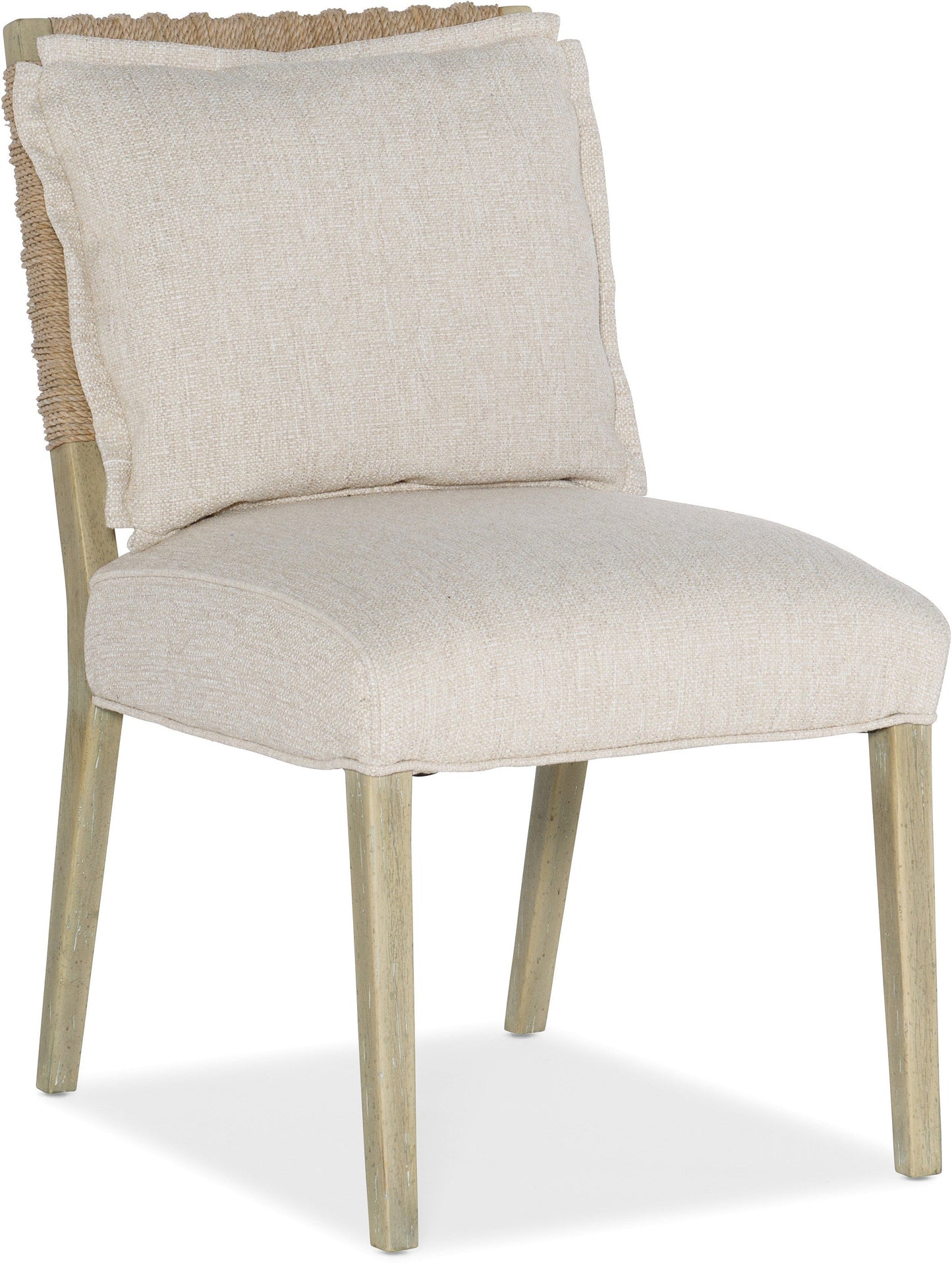 Surfrider Woven Back Side Chair in Driftwood with Cream Seat