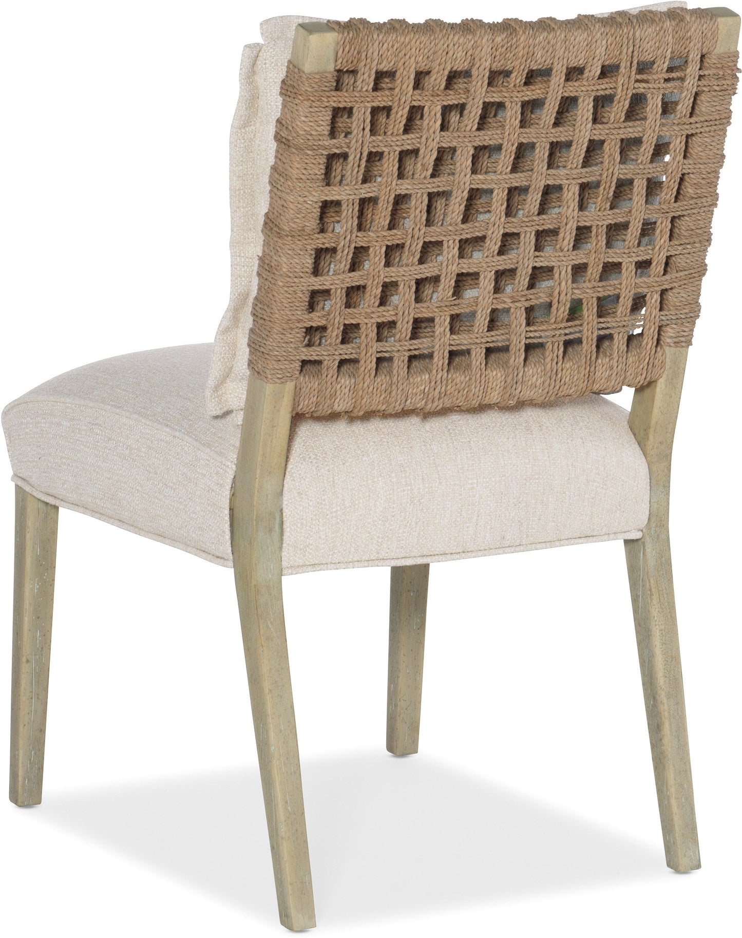 Surfrider Woven Back Side Chair in Driftwood with Cream Seat