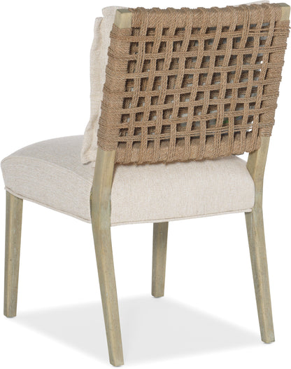 Surfrider Woven Back Side Chair in Driftwood with Cream Seat