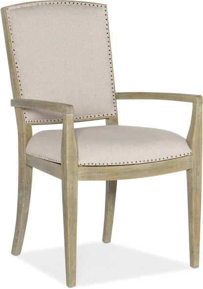 Surfrider Carved Back Arm Chair in Driftwood with Nailhead