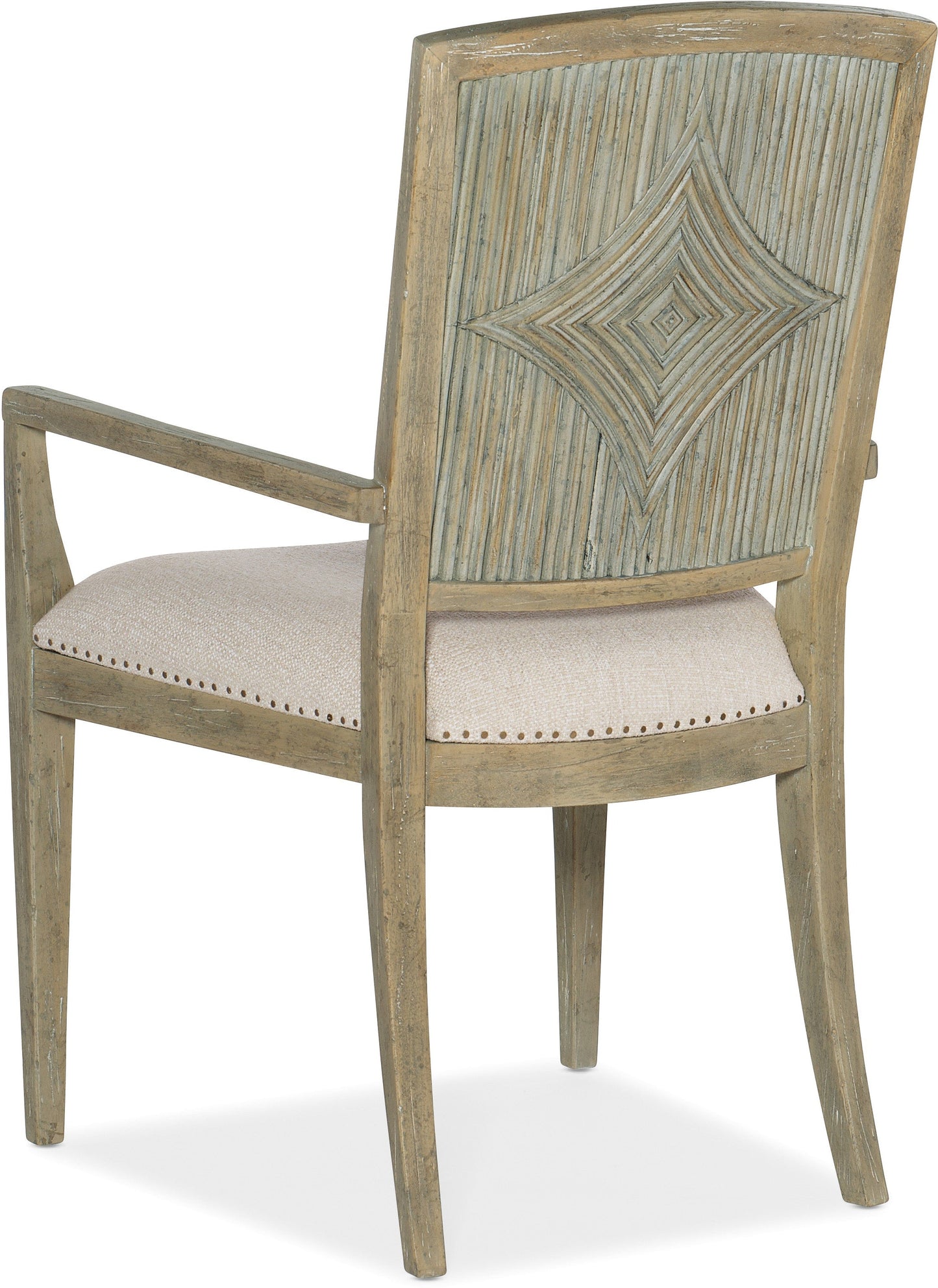 Surfrider Carved Back Arm Chair in Driftwood with Nailhead