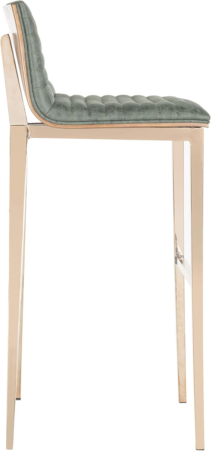 Mckay Bar Stool Ash Green – Retro Faux Leather Stool