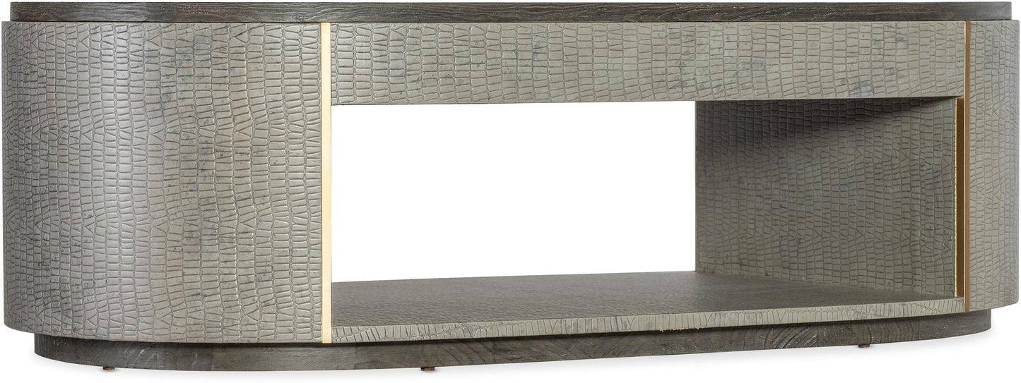 Dylian Coffee Table Gray Crocodile Finish with Gold Accents