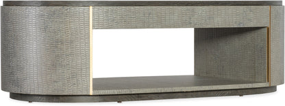 Dylian Coffee Table Gray Crocodile Finish with Gold Accents