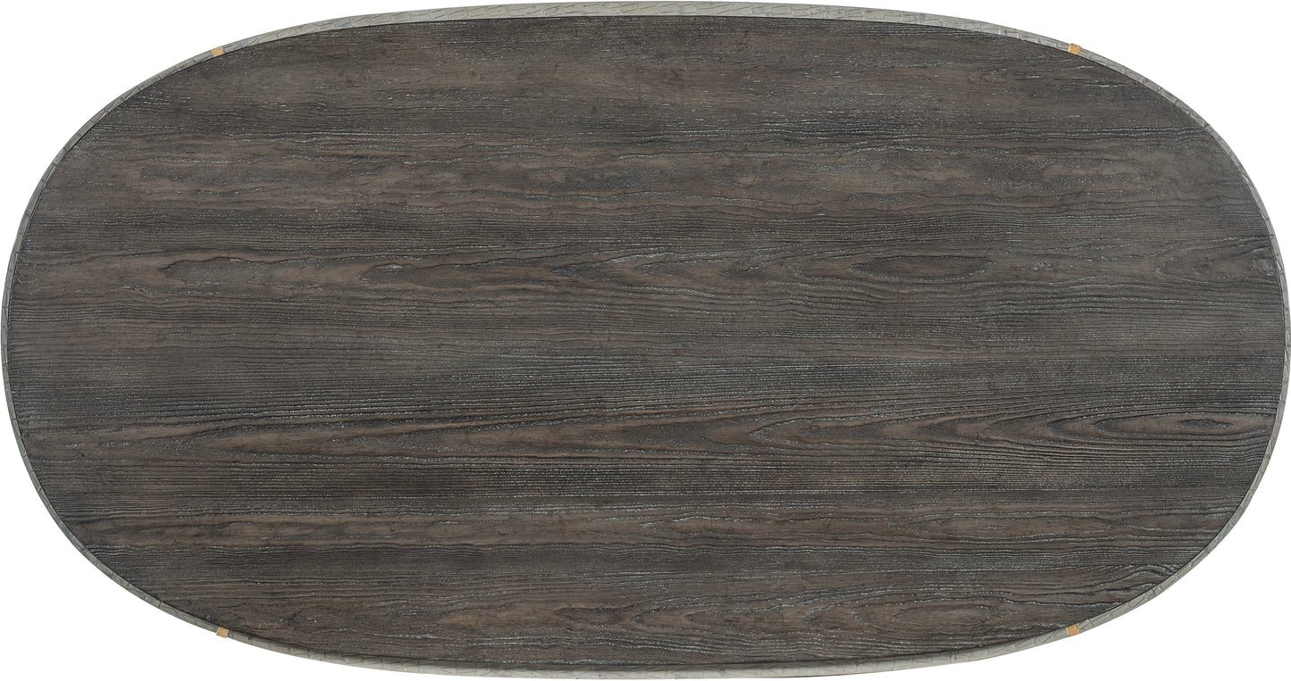 Dylian Coffee Table Gray Crocodile Finish with Gold Accents