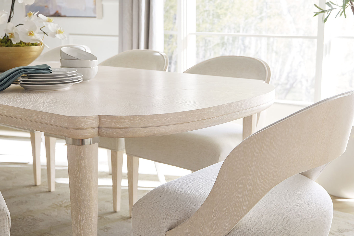 Nouveau Chic Rectangle Dining Table – Oak & Metal Accents