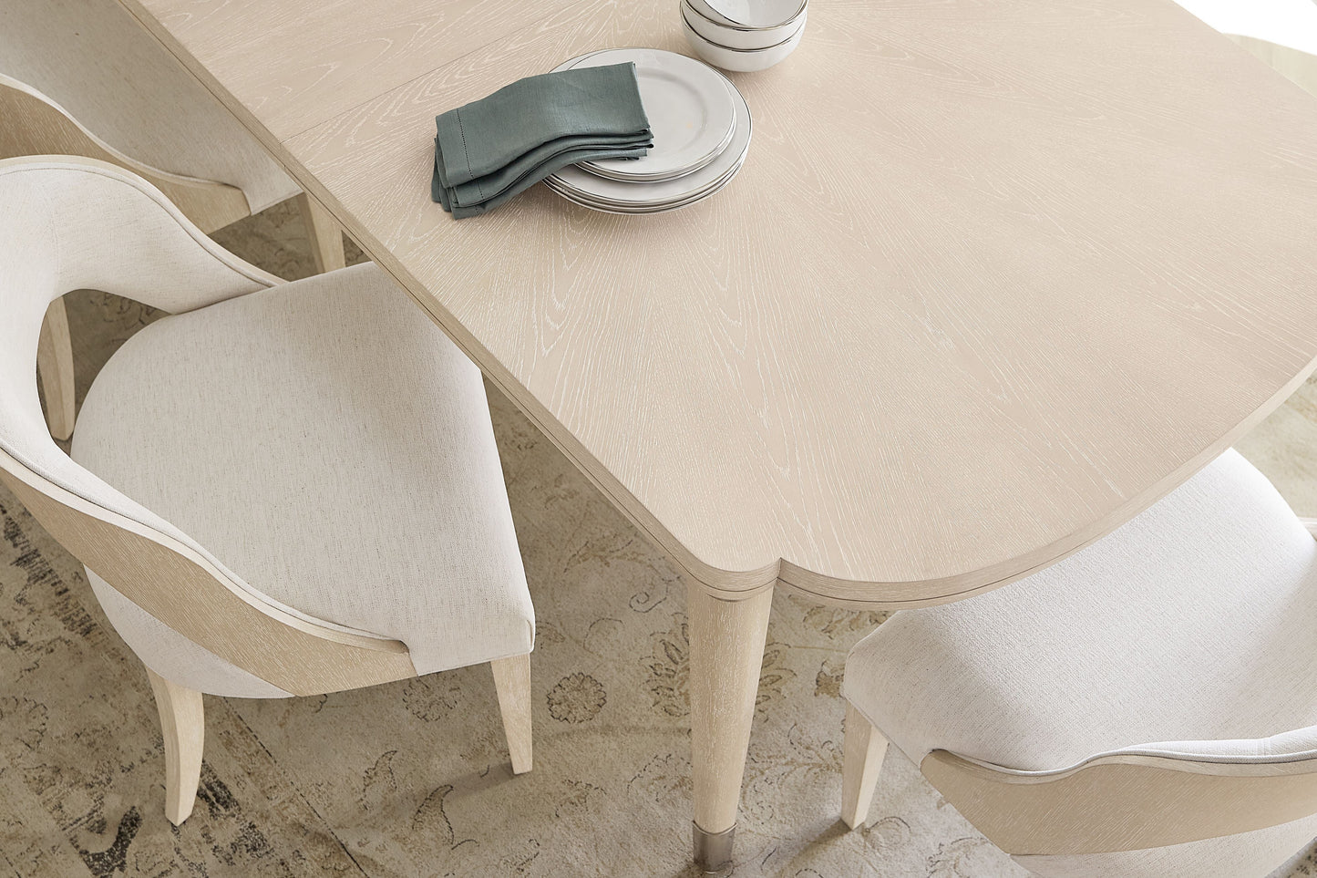 Nouveau Chic Rectangle Dining Table – Oak & Metal Accents