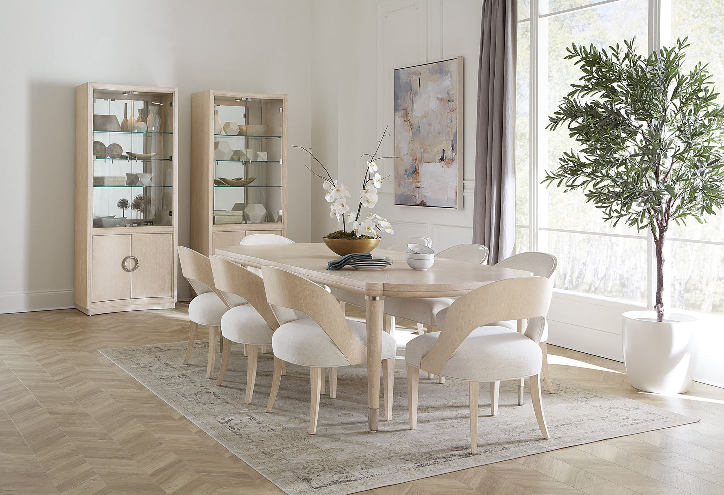 Nouveau Chic Rectangle Dining Table – Oak & Metal Accents