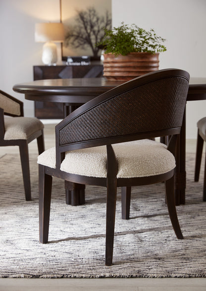 Retreat Cane Barrel Back Chair Black Sand Organic Dining