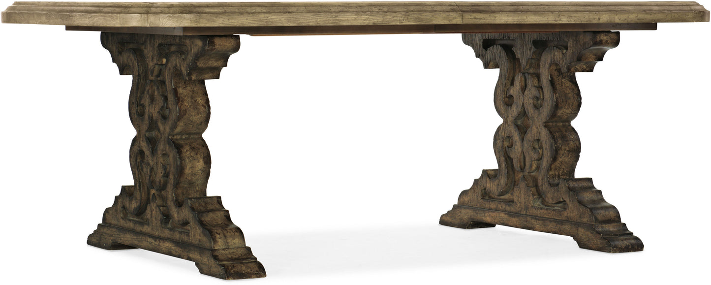 La Grange Le Vieux Double Pedestal Table – Pecky Hickory