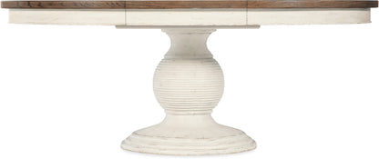 Americana Round Pedestal Dining Table with Leaf – Oak Veneer