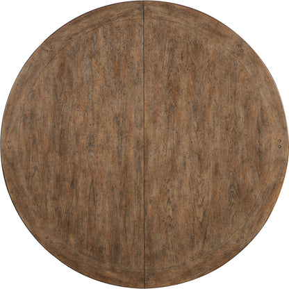 Americana Round Pedestal Dining Table with Leaf – Oak Veneer