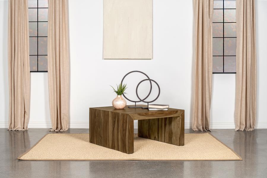 Odilia Square Solid Wood Coffee Table in Auburn