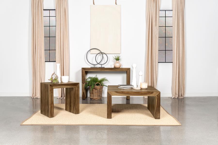 Odilia Square Solid Wood Coffee Table in Auburn