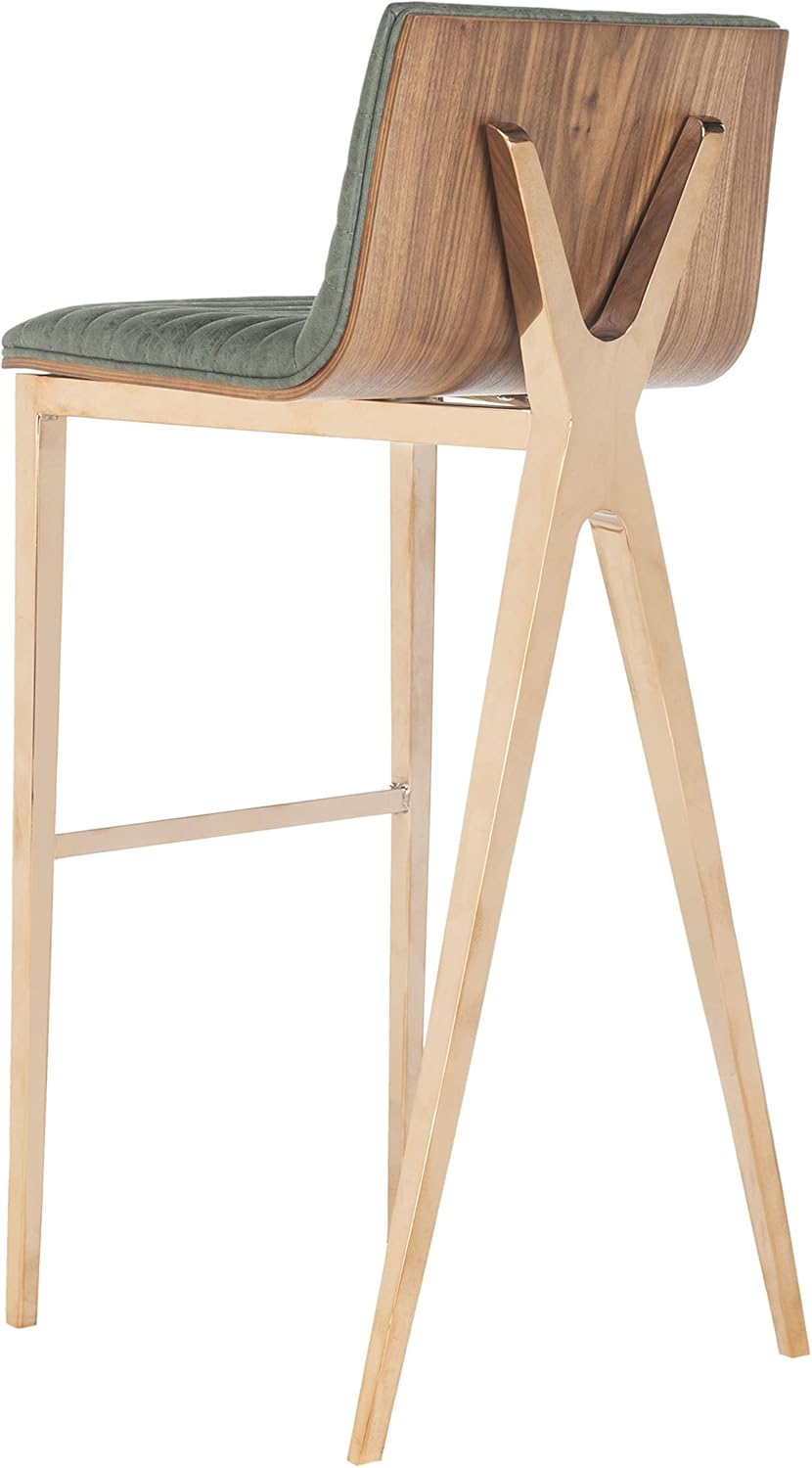 Mckay Bar Stool Ash Green – Retro Faux Leather Stool