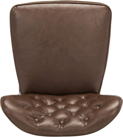 Aster Set of 2 Brown Tufted Bar Stools – PU Leather, Retro