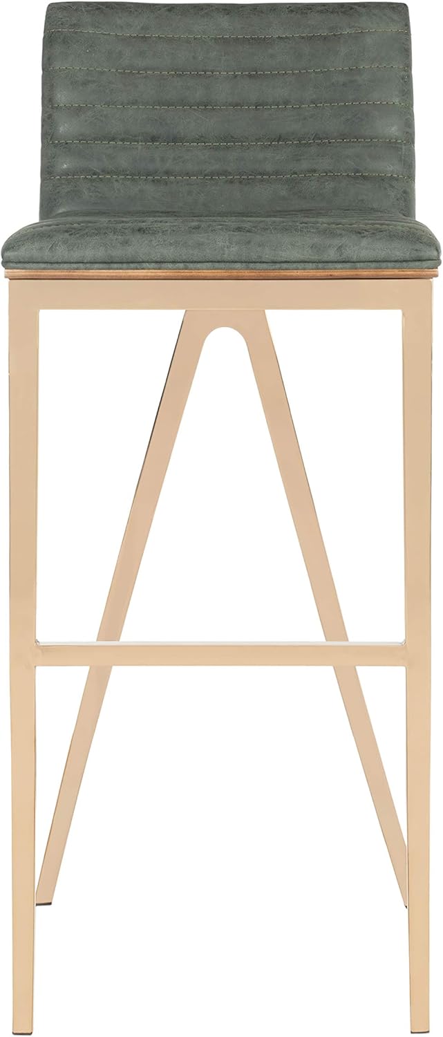 Mckay Bar Stool Ash Green – Retro Faux Leather Stool