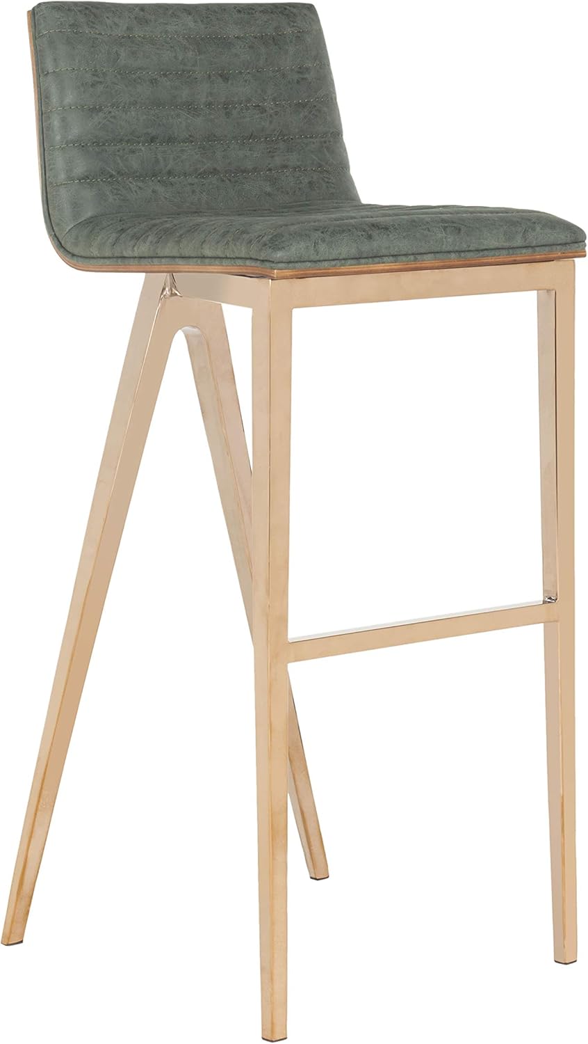 Mckay Bar Stool Ash Green – Retro Faux Leather Stool
