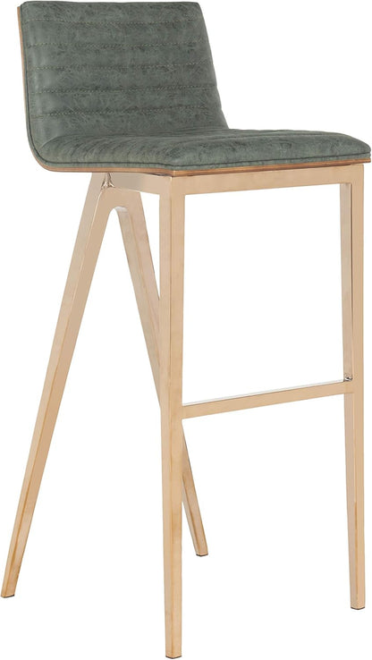 Mckay Bar Stool Ash Green – Retro Faux Leather Stool