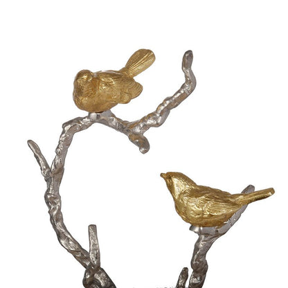 Atelier 2-Tier Serving Plates with Marble and Gold Birds