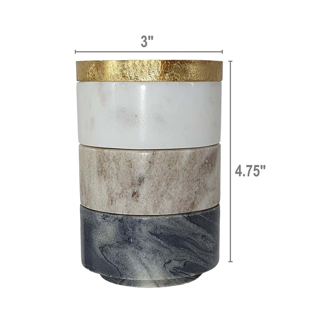 Ketch 3-Tier Marble Stacking Jars Lid – Black, White, Brown