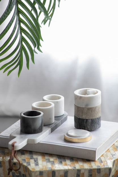 Ketch 3-Tier Marble Stacking Jars Lid – Black, White, Brown
