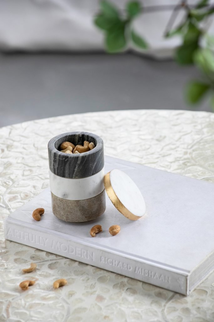 Ketch 3-Tier Marble Stacking Jars Lid – Black, White, Brown