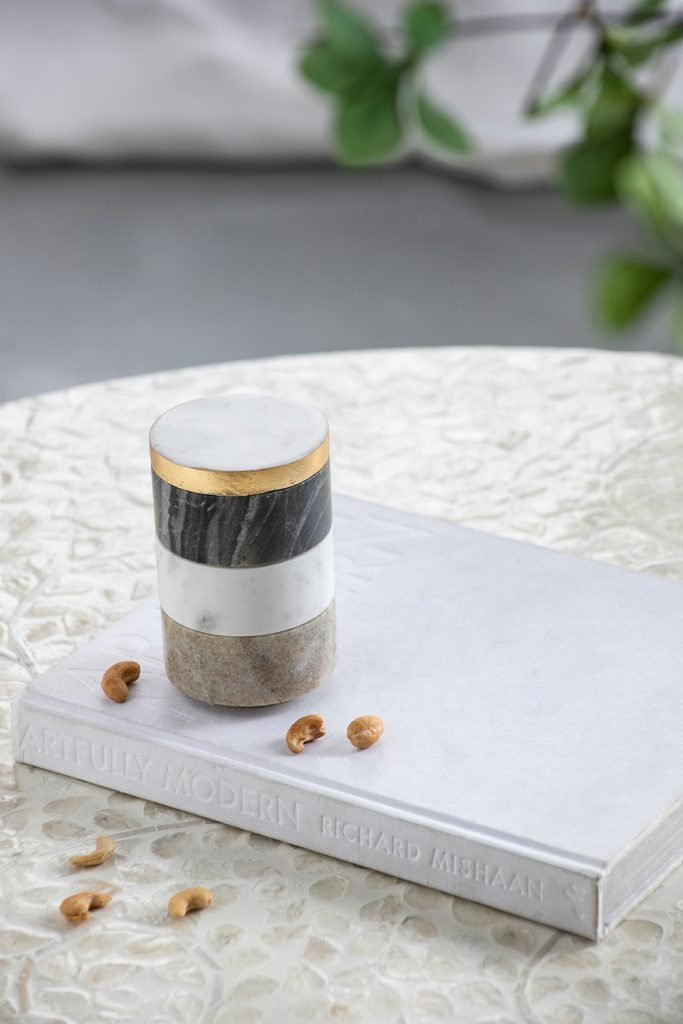 Ketch 3-Tier Marble Stacking Jars Lid – Black, White, Brown