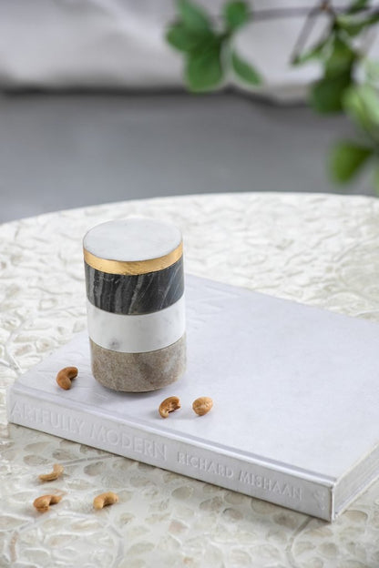 Ketch 3-Tier Marble Stacking Jars Lid – Black, White, Brown