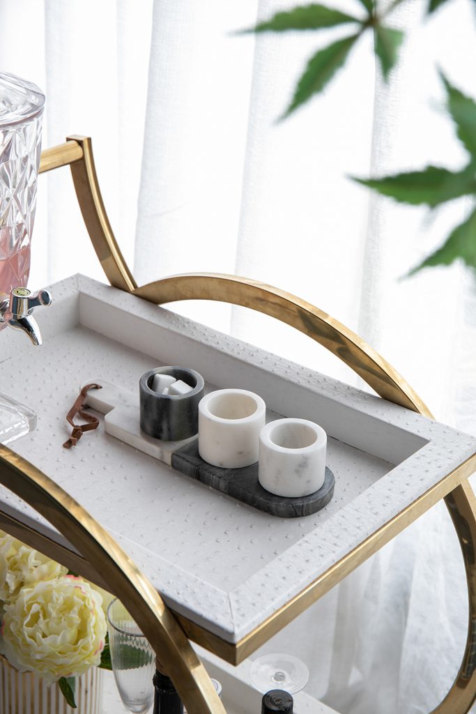 Jayce Marble Condiment Cups & Tray Set of 4 for Serving