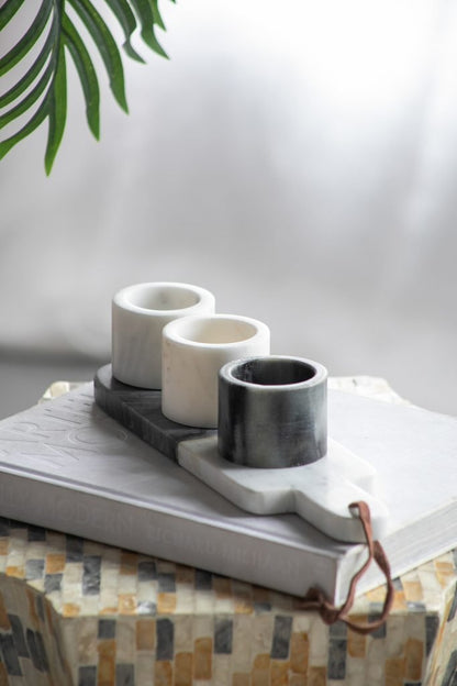 Jayce Marble Condiment Cups & Tray Set of 4 for Serving