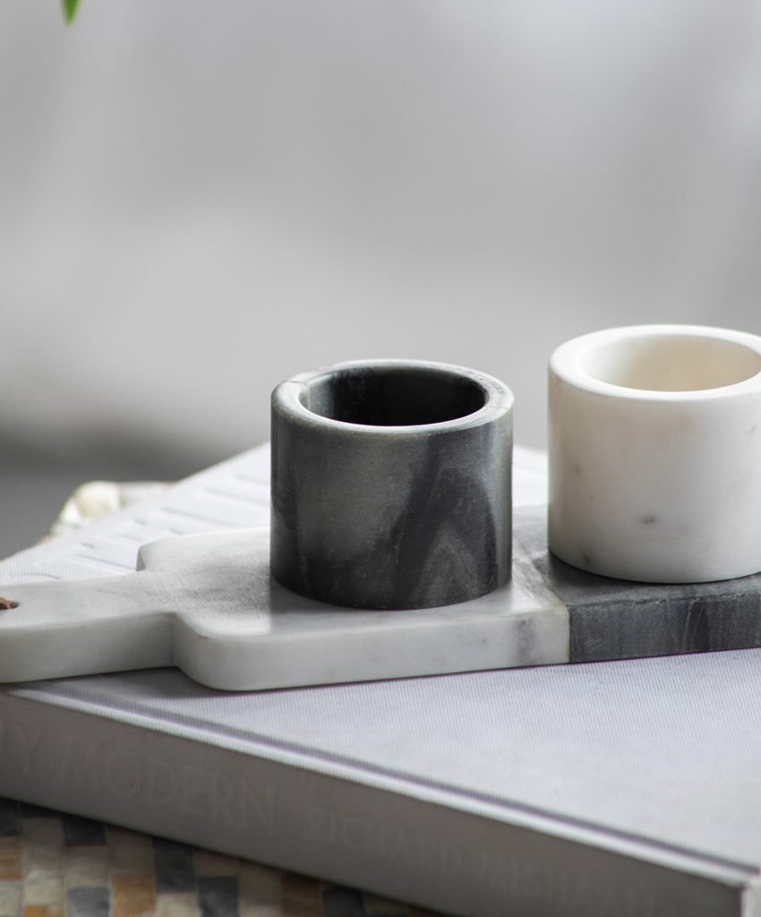 Jayce Marble Condiment Cups & Tray Set of 4 for Serving