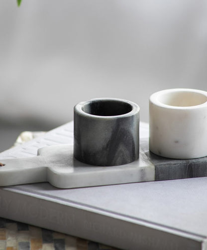 Jayce Marble Condiment Cups & Tray Set of 4 for Serving