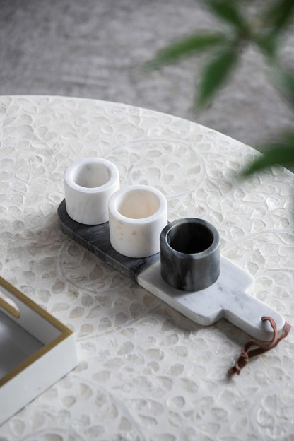 Jayce Marble Condiment Cups & Tray Set of 4 for Serving
